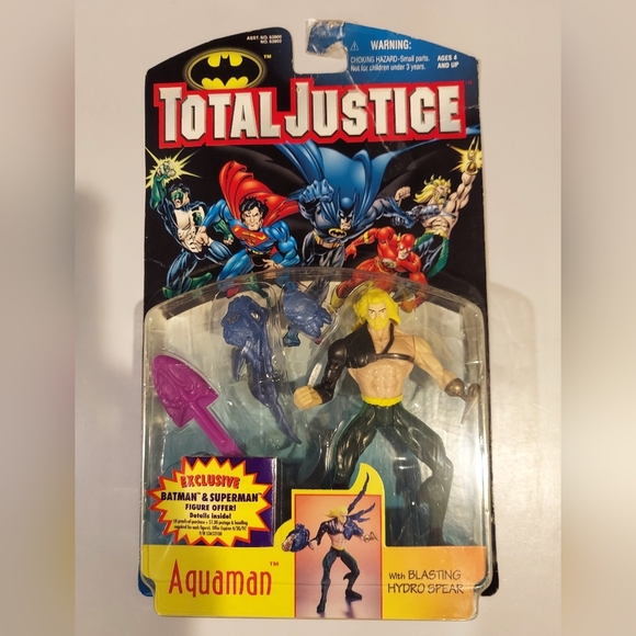 BUNDLE NIB 1996 BATMAN TOTAL JUSTICE AQUAMAN ACTION FIGURE 1991 AQUAMAN COMICS - Picture 3 of 15